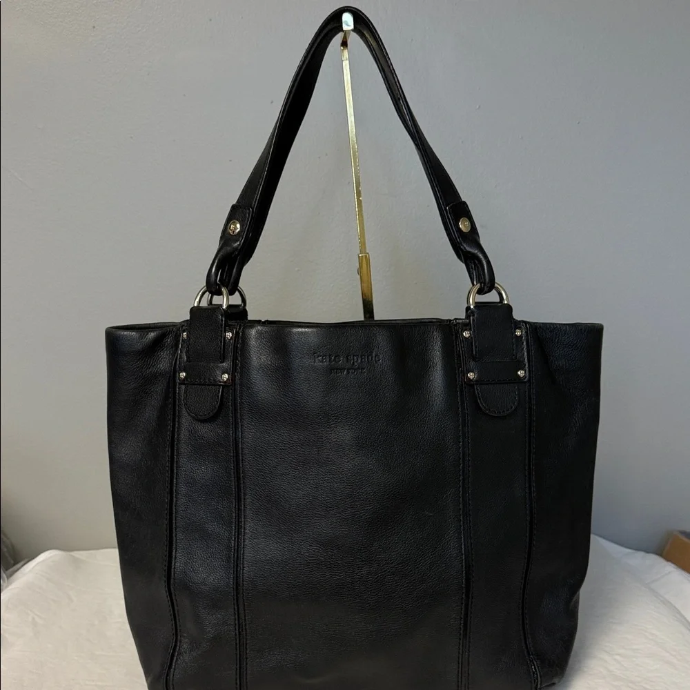 Kate Spade New York Black Leather Small Open Tote Shoulder Bag - Picture 2 of 9